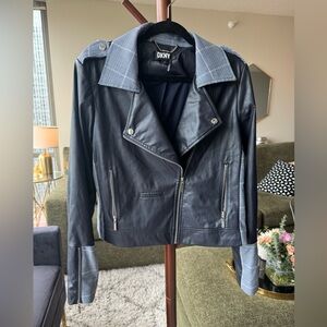 DKNY Mixed Media Faux Leather Jacket